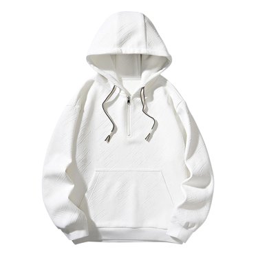 cfhntfmh Men's Hoodie Quarter Zip Pullover Solid Color Hoodies Casual Long Sleeve Athletic Hooded Drawstring Sweatshirt for Men