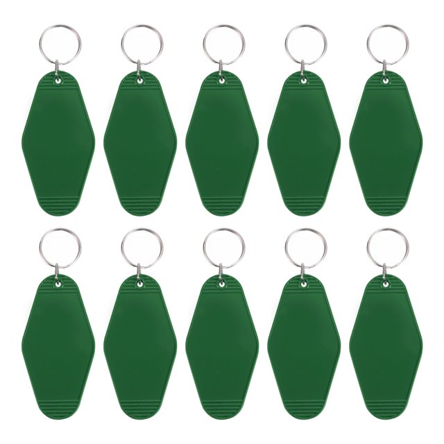 Unique Bargains Vintage Motel Keychain Blank Hotel Keychains Rhombus Retro Key Tag, Olive Green, 10 Pack