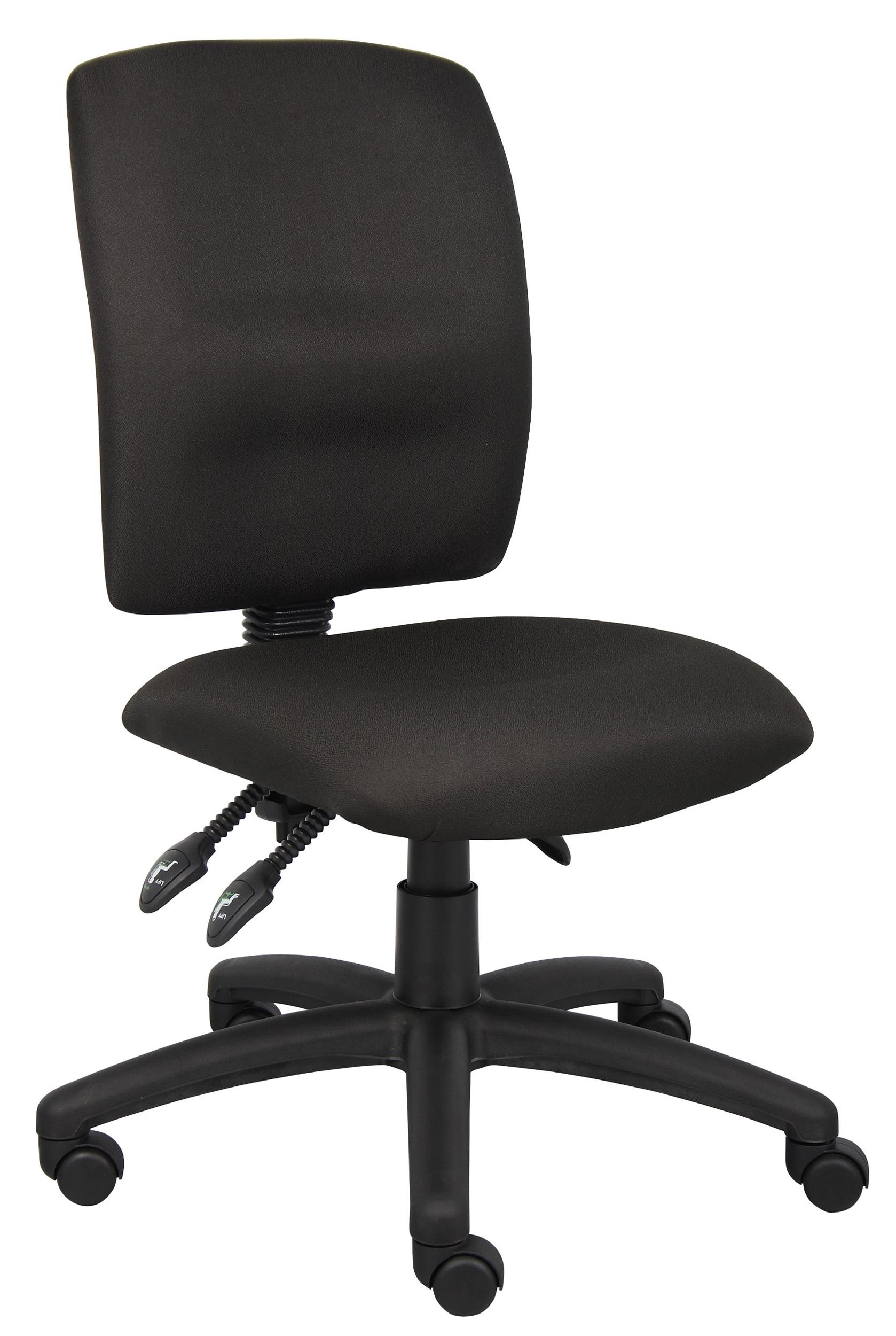 Boss Office Products Multi Function Fabric Task Chair with Large Base in Black