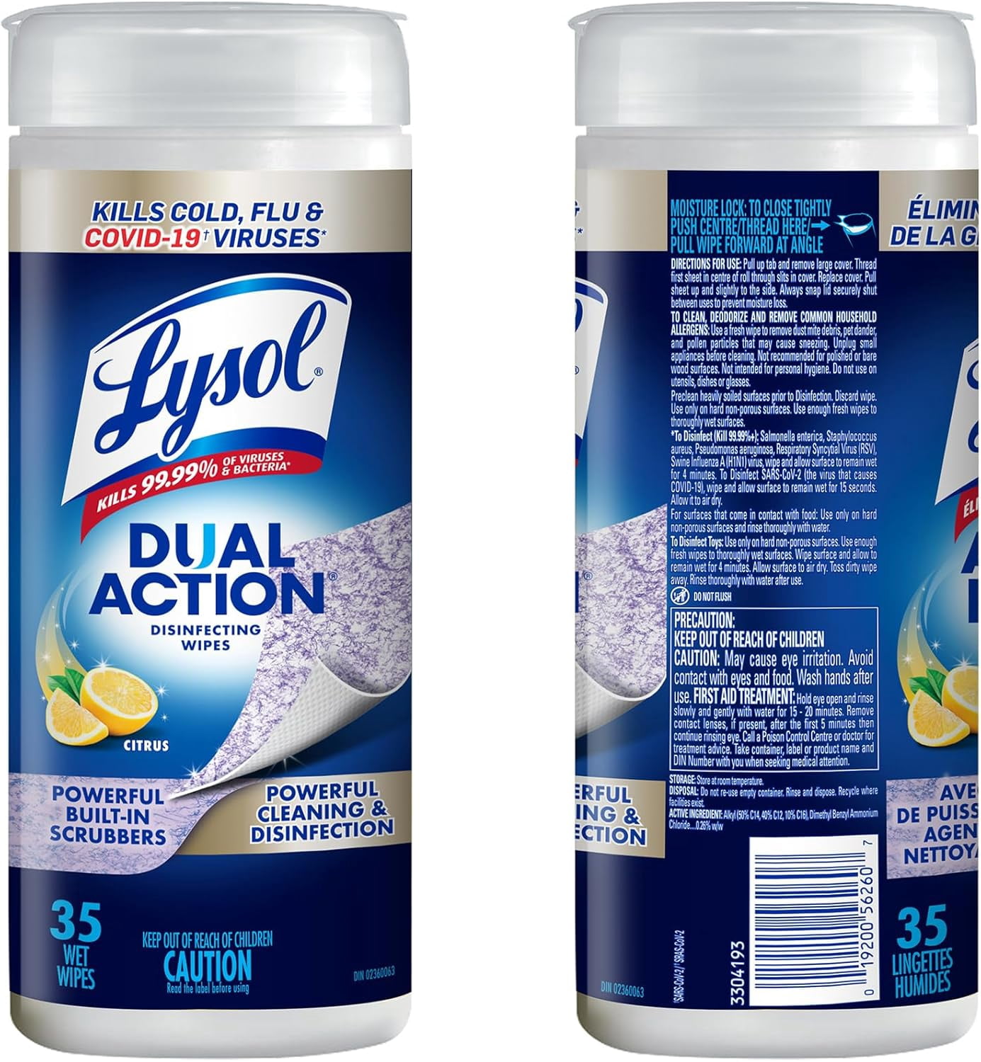Lysol® Disinfecting Wipes - Dual Action, 35 Count