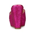 thumbnail image 2 of BLISSFUL STEP Sandales à Talon Compensé à Paillettes pour Femmes, Mules à Plateforme à Bout Ouvert, Rose Vif, 9, 2 of 7