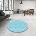 thumbnail image 4 of Ahgly Company Tapis Rond Lavable en Machine Intérieur Transitionnel Bleu, 6 Pieds Rond, 4 of 7