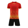 thumbnail image 2 of hengsof Ensemble de Maillot de Football à la Mode pour Enfants, Haut à Manches Courtes Col Ras du Cou, Short à Taille Élastique Tenue de Sport, Confortable Respirant Absorbant la Sueur Séchage Rapide Uniforme de Sport Deux Pièces, 2 of 4