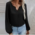 thumbnail image 3 of XZNGL Womens Long Sleeve Tops and Blouses Womens Satin Socket V-Neck Solid-Color Commute Long Sleeve Blouses Shirt Tops Womens Tops and Blouses Womens Blouses Long Sleeve, 3 of 10