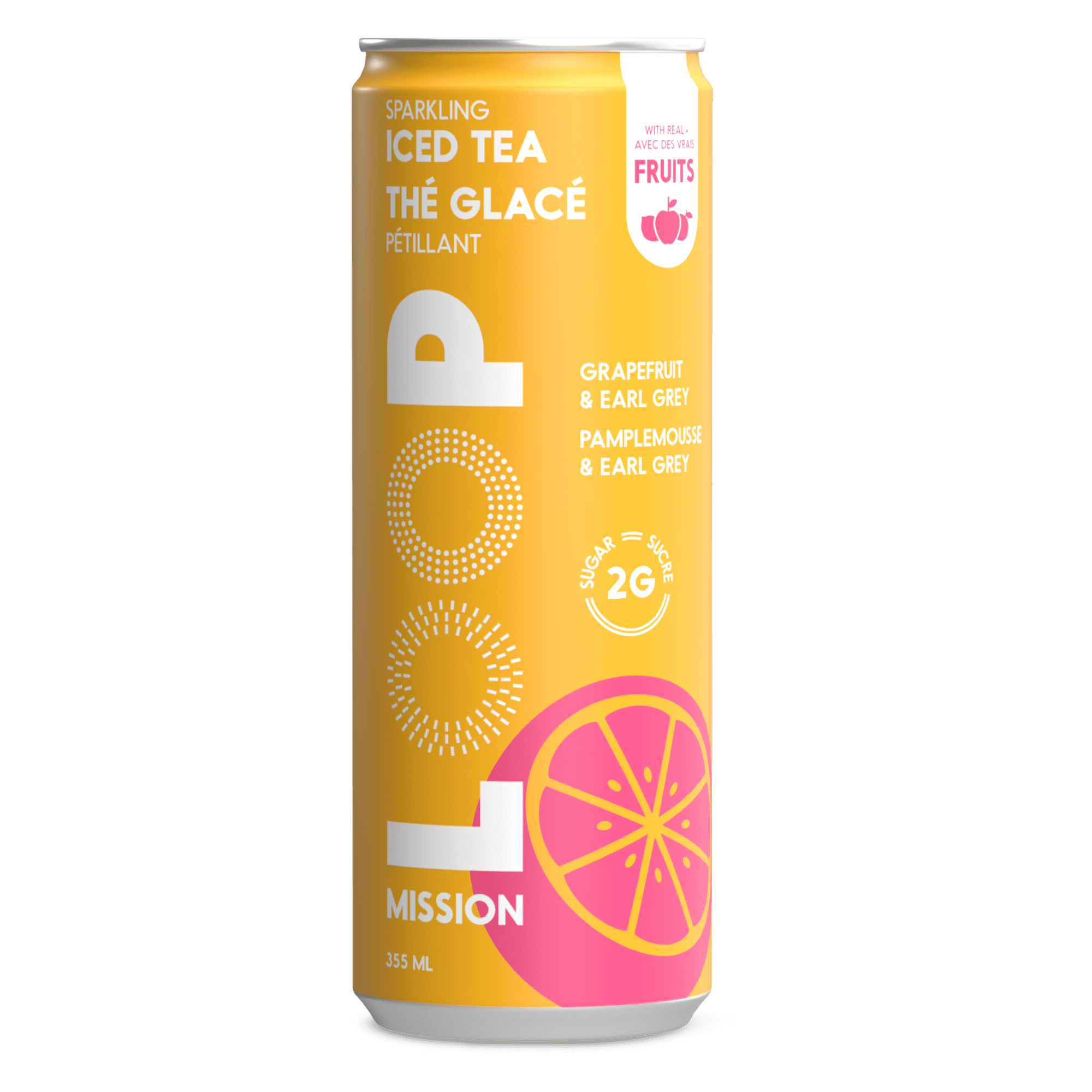 LOOP Mission Sparkling Iced Tea, Low Sugar, Grapefruit Earl Grey with Organic Upcycled Real Fruit Juice, 355 mL