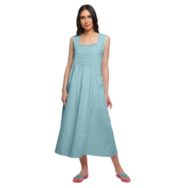 Moomaya Robe de Nuit Évasée en Coton Unie pour Femmes