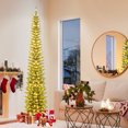 thumbnail image 1 of Gymax 8 FT Pre-Lit Artificial Christmas Tree Slim Pencil Xmas Tree w/ 591 Branch Tips, 1 of 10