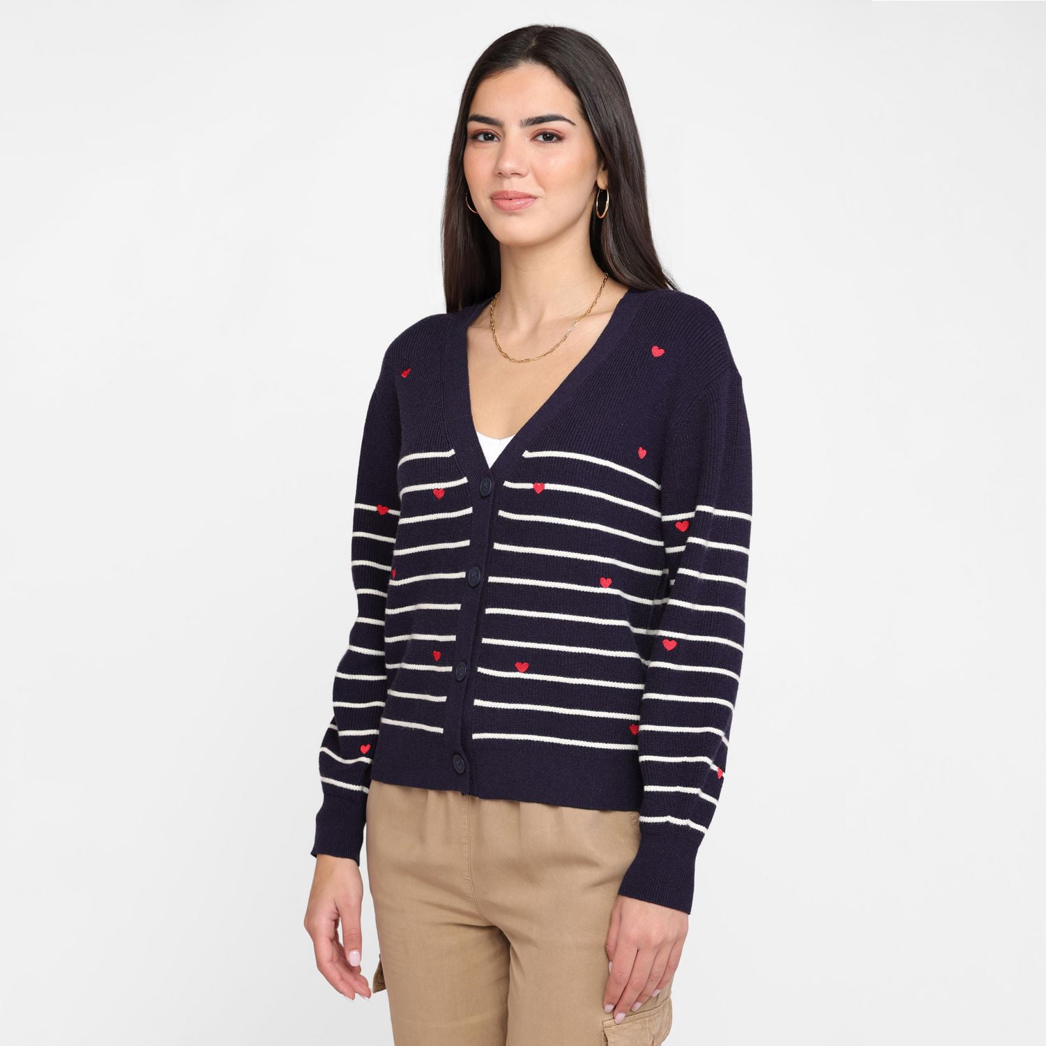 Devoted Women's Heart & Striped Cardigan
