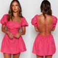 thumbnail image 2 of AMERTEER Femme Été Tempérament Tunique Dos Nu Élastique Dentelle Réglable Robe, 2 of 6