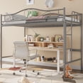 thumbnail image 1 of Twin Loft Bed with Adjustable Ladder & Full Guardrail, Loft Bed Twin Heavy-Duty Metal Frame, Space Saving, No Box Spring Needed & Noise Free,400 Lbs Weight Capacity, 1 of 6