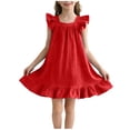 thumbnail image 2 of JDQJBZ Robe Sans Manches pour Bébé Fille, Ourlet à Volants, Grand Nœud au Dos, Tenue d'Été pour Fête, 2 of 5