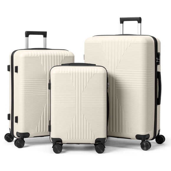 Ktaxon Luggage 3 Piece Set,Suitcase Set with 360° Spinner Wheels Hardside Lightweight Luggage 20in24in28in, White