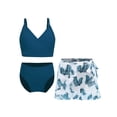 thumbnail image 1 of iiniim Kids Girls 3Pcs Rash Guard Tropical Print Cover Up Swimsuit Swim Tank Top and Brief Set Bathing Suit Navy Blue 14Y, 1 of 5