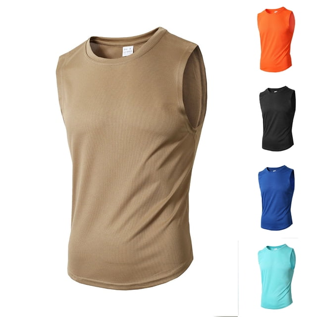 Débardeur de Sport Décontracté pour Homme à Col Rond, Débardeur de Musculation, Camisole pour Gym, Entraînement, Course, Mode Urbaine, Tenue Quotidienne, Été, Coupe Ajustée / IhhxPro, Bleu P