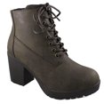 thumbnail image 1 of Womens Casual Lug Sole Chunky Heel Ankle Combat Boot, 1 of 2