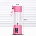 thumbnail image 2 of Mini Portable Blender USB Rechargeable Fruit Mixer Juicer 380mL Bottle (Pink), 2 of 2