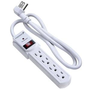 Fosmon Surge Protector Power Strip Flat Plug, 4-Outlet Splitter Extender Bar 1875 Watt 490 Joules, 3FT Extension Cord Wall Mount with 3 Prong Grounded for Office, Dorm, Home - ETL Listed