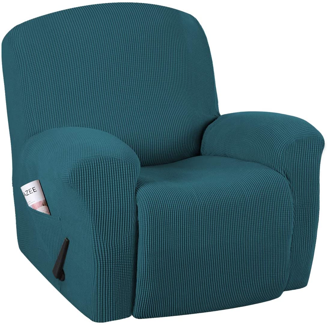 Housse Extensible pour Fauteuil Inclinable, 1 Pce, Durable, Douce, Jacquard Très Extensible, Housse de Meuble de Sofa Ajustée, Housse/protecteur de Fauteuil Inclinable Élégante (Fauteuil Inclinable, Sarcelle Foncé)