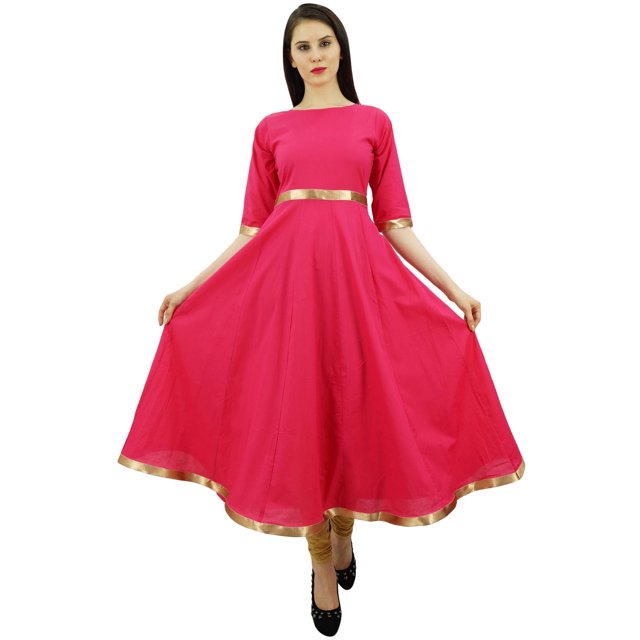Bimba Kurti Anarkali pour Femmes avec Bordure Dorée Robe Vêtements Indiens Kurta pour Dames