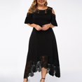 thumbnail image 1 of Robes Grande Taille pour Femmes Robe Aguichant à Volants Sans Bretelles en Dentelle Manches Courtes en Solde, 1 of 7
