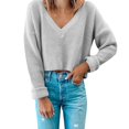 thumbnail image 2 of RKSTN Sweaters for Women Solid Color Casual Long-Sleeved V-neck Pullover Sweater Fall Sweaters, 2 of 4