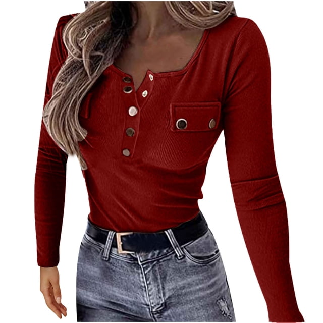CEHVOM Women's Solid Color Knitting Slim Long Sleeve Hedging Autumn Winter Top