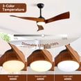 thumbnail image 4 of Sofucor 52 Inch Ceiling Fan with Light, 3 Walnut Solid Wood Blades, Matte Black, Dimmable 3‑Colour LED Light with Memory, Quiet Reversible Motor, 5"/10" Downrod Included, 4 of 11