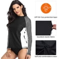 thumbnail image 3 of Charmo Women's Striped Rash Guard UPF 50+ Long Sleeve Swimsuit Top Swim Shirts, 3 of 6