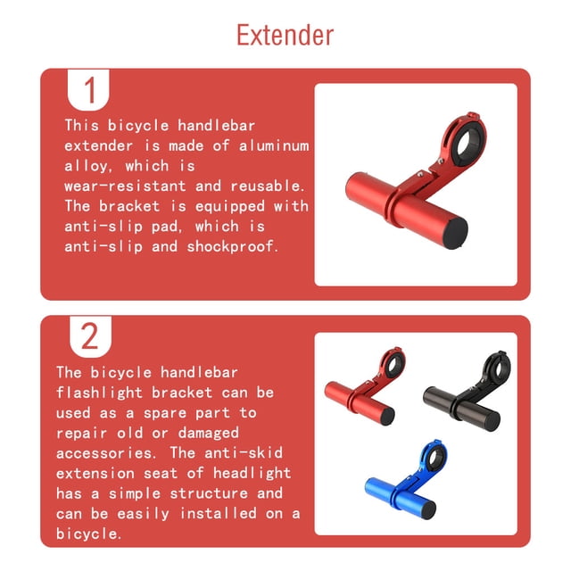Support d'Extension de Guidon de Vélo de Route en Alliage Lumière de Cyclisme Lampe Téléphone Antirouille Rallonge Support de Téléphone Mobile de Cyclisme Extérieur avec Vis d'Installation Rouge