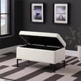 thumbnail image 3 of HomePop 17.5" Medium Modern Boucle Fabric Storage Bench with Metal Legs in White, 3 of 12