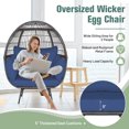 thumbnail image 4 of Gymax Patio Rattan Wicker Lounge Chair Oversized Outdoor Metal Frame Egg Chair w/ 4 Cushions Navy, 4 of 9