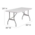 thumbnail image 2 of 30''W x 60''L Granite White Plastic Folding Table, 2 of 7