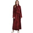 thumbnail image 1 of Women's Plush Fleece Robe with Elastic Waist Design Long Warm Solid Bathrobe Dressing Nightgown, 1 of 5