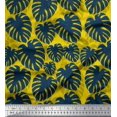 thumbnail image 1 of Soimoi Yellow polyester Crepe Fabric Monstera Leaves Print Fabric by Yard 42 Inch Wide, 1 of 3