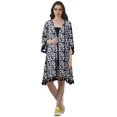 thumbnail image 2 of Moomaya Front Open Printed Shrug 3/4 Sleeve Georgette Beach Cover Up For Women, 2 of 6