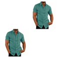 thumbnail image 1 of pitrice Chemise Homme à Simple Boutonnage Été Boutonnée Col Rabattu Chemises Polyester Mode Vêtements Cadeau d'Anniversaire Bleu Lac TTTG 2Set, 1 of 6