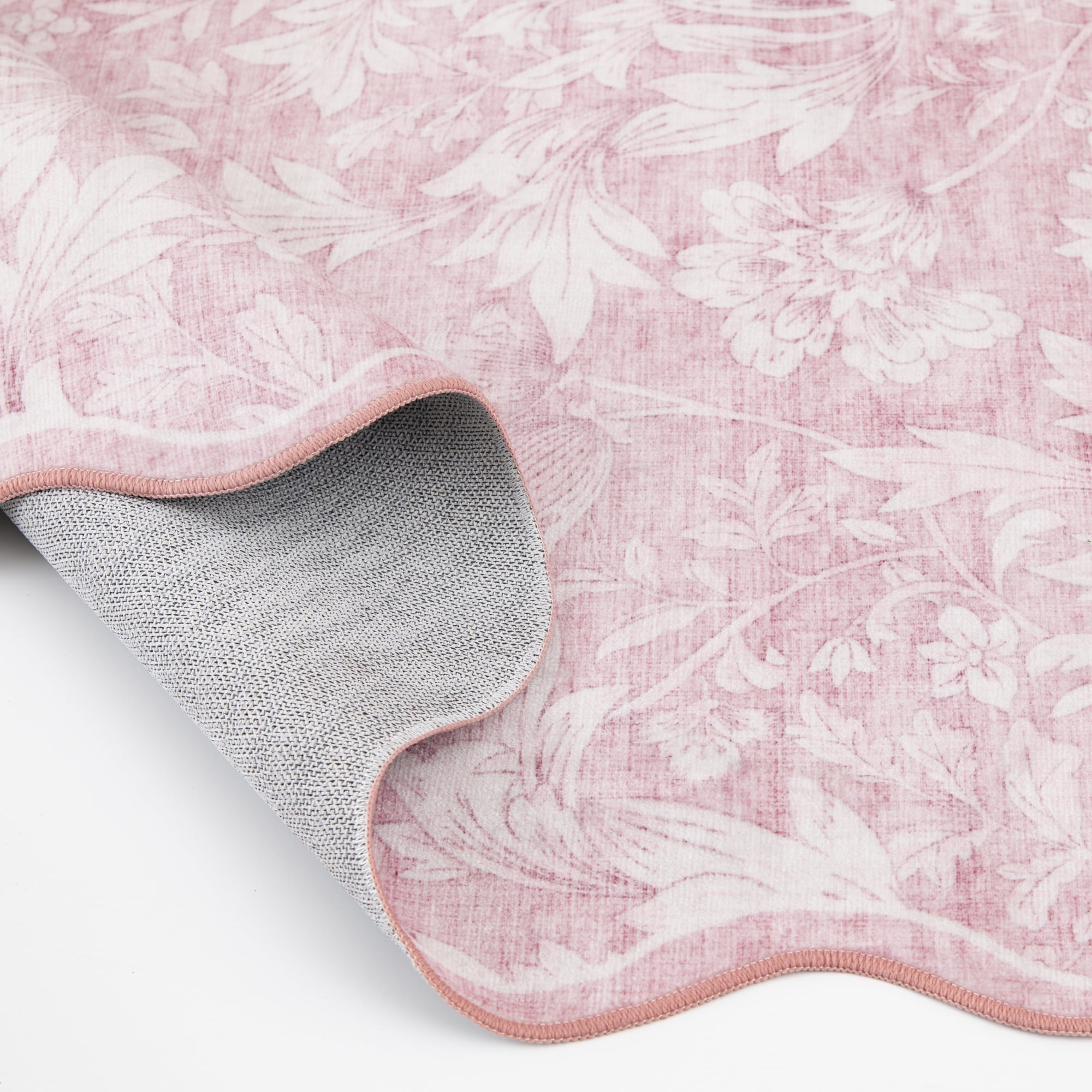 Mainstays Modern Abstract Plush Scallop Shape Pink, Machine Washable Area Rug 5x7, Recommended for Living room, Dining Area, Bedroom