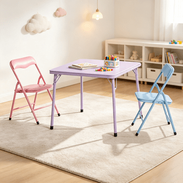 Homy Casa table de jeu pour enfants avec 2 chaises pliantes, ensemble coloré pour collations et bricolage