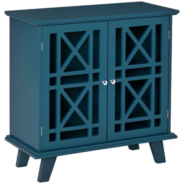 HOMCOM Armoire de Rangement avec Portes à Treillis Étagère Buffet Moderne