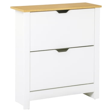 HOMCOM Armoire à Chaussures Étroite pour Entrée avec 2 Tiroirs Basculants Tablette Ajustable