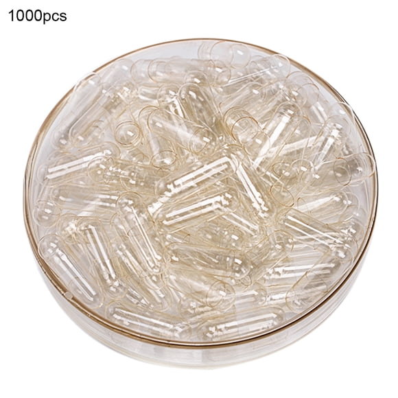 Flmtop 1000 Pcs Coquilles Transparentes Creuses de Gélatine Vides Séparées pour Poudre Médicale