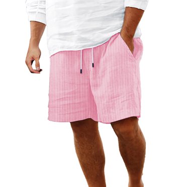 Plebaso Mens Shorts Summer Beach Shorts with Drawstring Solid Color Lightweight Vacation Pocket Shorts