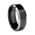 thumbnail image 1 of Men's 8MM Flat Top Two Tone Black Tungsten Ring Wedding Band, 1 of 5