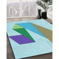 thumbnail image 3 of Ahgly Company Tapis d'Intérieur Lavable en Machine Carré Transitionnel Bleu, 4 Pieds Carré, 3 of 7