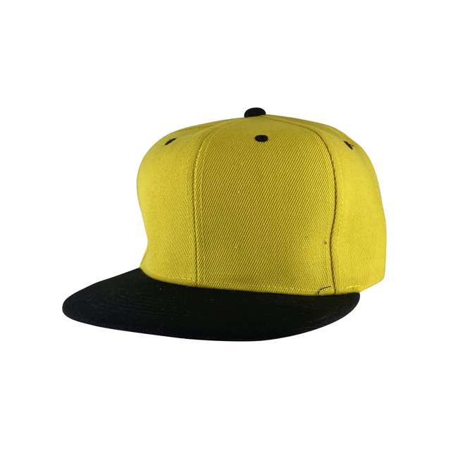Top Headwear Flat Bill Adjustable Snapback Cap - Yellow/Black