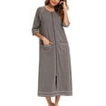 thumbnail image 4 of yievot Robe de Maison pour Femmes Longue à Fermeture Éclair devant Peignoirs Chemises de Nuit avec Poches Tenue d'Intérieur, 4 of 5