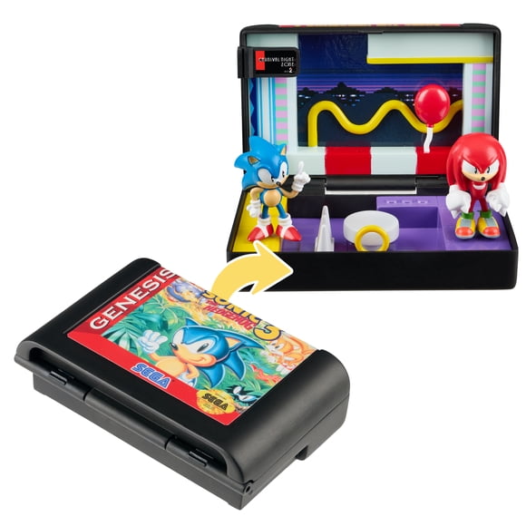 Console Heroes: Sonic the Hedgehog 3 Collectible Diorama – Mini Sonic & Knuckles Figures with Carnival Night Zone Scene – Retro Sega Genesis Cartridge Display – Official Sega Licensed – Ages 8+