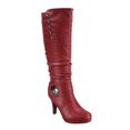 thumbnail image 1 of Bottes Mode Décontractées pour Femmes à Talons, Hauteur Genou, Plateforme, Fermeture Éclair Latérale, Boucle, Robe ( Rouge, 7), 1 of 5