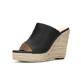 thumbnail image 1 of BLISSFUL STEP Chaussures pour Femmes Talon Compensé Bout Ouvert Espadrilles Mules à Plateforme Noir 9, 1 of 8