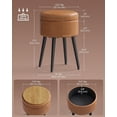 thumbnail image 3 of VASAGLE EKHO Collection Storage Ottoman, Vanity Chair Stool, Round Storage Seat, Loads 330 lb, Caramel Brown, 3 of 7
